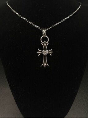 Chrome Hearts Floral Cross with Heart Unisex Necklace